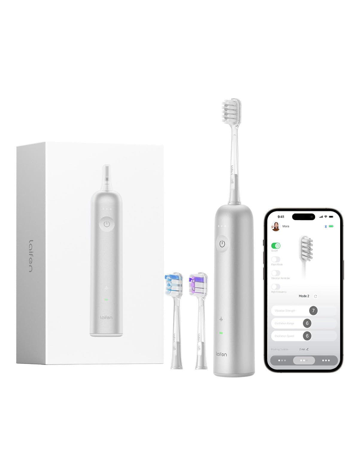 Laifen Wave алюминиевый сплав электрическая зубная щетка колебательная вибрационная электрическая зубная щетка для взрослых двойная вибрационная звуковая электрическая зубная щетка с 3 серебряный